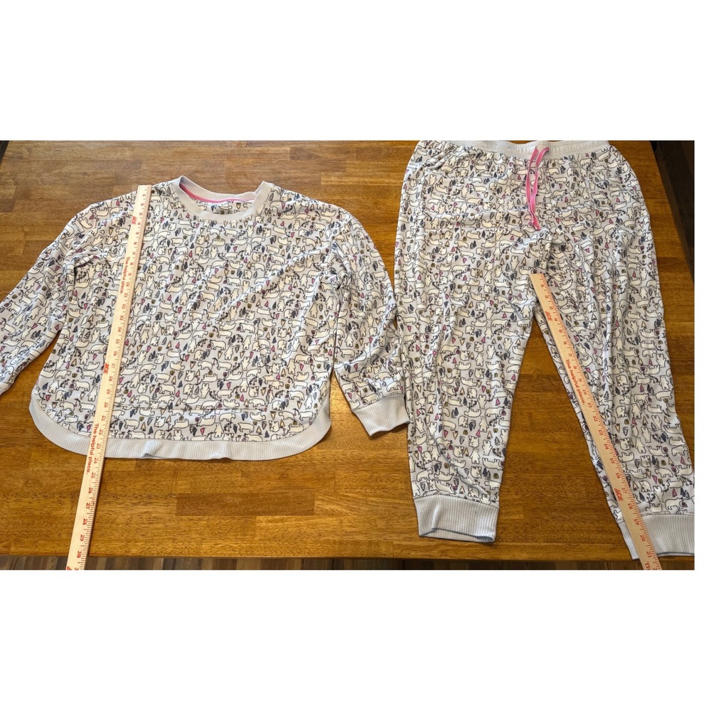 Cuddl Duds Womens Polar Bear Pajama Set Gray Pink Long Sleeve Joggers XL